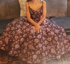 Purple burgundy Floral Brocade Strappy Long Ballgown  Youth Size 12- Gown Size M