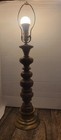 Vintage Tall  Solid Turned Wood   Antique Brass Table Lamp Nautical Mcm