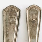 2 Vintage Hotel Fork   Spoon Oneida Silver Plate Matching Ch Logo Gh  Silverware