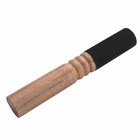 Tibetan Wood Singing Bowl Mallet Striker Black Leather Suede Wrapped From Nepal