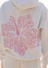 Palm Flower Hawaiian Aloha Preppy Oversized Hibiscus Embroidery Hoodie Gray Pink