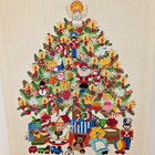 Large Vtg Christmas Tree Crewel Embroidery Toy Santa Ornaments Complete Wall Art