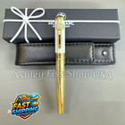 Mb Gold Guilloche Fountain Pen W  Leather Pouch Writing Pen 