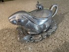 Vintage Arthur Court Bunny Rabbit Aluminum Gravy Boat Four Piece Set With Ladle