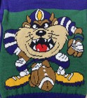 Vtg 1993 Tazmanian Devil Football Sweater Youth Kids Sz L 7 Usa Looney Tunes