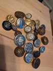 Vintage Buttons Brass Metal Plastic Uniform Military Mixed Size 