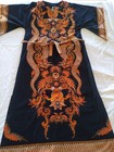 Vintage 1970s Caftan Dragon Fabric Dashiki Style Black Orange Men Size 38 Kaftan