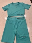 Nike Dri-fit Pro 2 Piece Set Crop Top   Shorts green Women   s Workout Wear  M