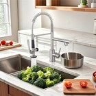 Commercial Kitchen Faucet With Pull Down Sprayer  Stainless Steel Kitchen Sink F