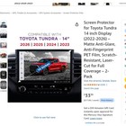 2 Pack Artemis Screen Protector For Toyota Tundra 14 Inch Display  2022-2026 