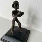 Vintage African Bronze Music Figurine Statue 4  Tall