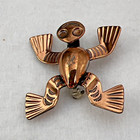 Vintage Southwestern Copper Bell Trading Post Frog Turtle Pin Brooch 1 25 