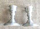 Pair Of Weighted Pewter Candlesticks 4 75  Base 4 