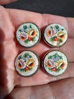 Antique Victorian Vintage Italy Micro Mosaic Floral Rose Violet Button Set Of 4