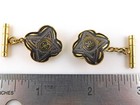 Vintage Pair Of Damascene Chain Cufflinks  Black gold Inlay Geometric  Spain