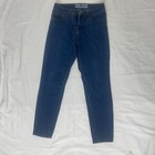 Womens Blue Stretch Pants Ladies Mid Rise Curvy Skinny Pocket Casual 9 29