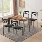 3 5 Piece Dining Table Set Chairs Wood Top Home Kitchen Breakfast Metal Table