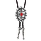 Vintage Bolo Tie Turquoise Stone Silver Sterling Western Cowboy Men Oval Navajo