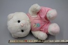 Vintage Muffin 10  Russ Kitty Cat Bear White Plush Stuffed  no Tail  Pink Outfit