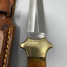 Vintage Stainless Steel Boot Knife Dagger Brass Wood Handle Sheath Combat Ready