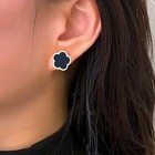 Midnight Clover Gold Stud Earrings