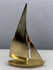 Vintage Solid Brass Sailboat Nautical Sailing Beach Decor 6 5  X 10  Read