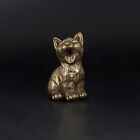 Brass Cute Cat Animal Statue Small Sculpture Tabletop Figurine Home Decor Gift  