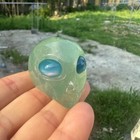 1pc Natural Green Fluorite Crystal Skull Carved Light Stone  Decor Gift