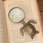 New 7  X 3   Antiqued Brass Turtle Magnifying Glass - Antique Vintage Style