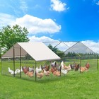 Metal Chicken Coop 6 5 13 20 Ft Large Walk-in Hen Cage House With Cover Roof New