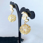 Vintage Chanel Gold-toned Faux Pearl Fashion Dangle Earrings