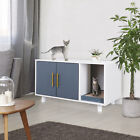 Cat Litter Box Furniture Hidden Pet Crate House Washroom Storage Bench W 2 Doors