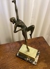 Art Deco 1930s Bronze Sculpture Lady  dancer  16  Height Solid Bronze And Marble