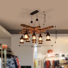 8-light Rustic Country Chandelier Wood Pendant Lamp Industrial Ceiling Fixture