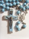 Vintage Catholic Religious Rosary Faux Turquoise Glass Beads Crucifix 52882
