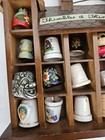 31 Thimble Collection With Wooden Display Box From All Over The World Silver