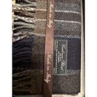 Nwt Made In Italy Men s Cashmere Blend Winter Scarf Navy Brown Fringe 30x180cm