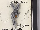 Jewelry Silver Pewter Inner Strength  Fairy Pin Brooch Fmt Signed Fantasy