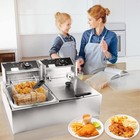 Khtd Commercial Deep Fryer Stainless Steel With Basket 3400w Dual Tank 12-liter