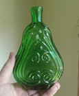 Pretty Green Scroll Flask Pint Nice Clevenger Bros Nj Hand Blown Reproduction