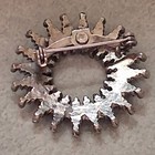 Vtg Zuni Southwest Style Turquoise Sunburst Wreath Pin Brooch Silver Tone 