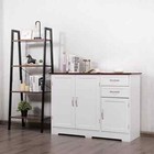 White Buffet Cabinet 43 5 In  W With Adjustable Shelves  Kitchen Sideboard