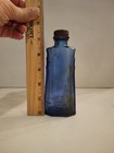 Antique Bottle  Rare Cobalt Blue Cavalier Bottle Fabric Cleaner 3 Oz