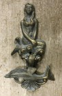 Cast Iron Antique Style Nautical Mermaid   Dolphin Door Knocker Green Finish 