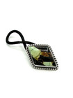 Native American Navajo Handmade Sterling Silver Blackjack Turquoise Hair Tie