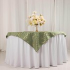 54 x54  Dusty Green Polyester Square Table Overlay Metallic Geometric Pattern