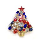 2pcs lotrhinestone Christmas Tree Brooches Patriotic Crystal Usa Flag Brooch Pin