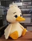Crochet Yellow Ducking 8  Tall Handmade Amigurumi Cute Light Green Sparkle Eyes 