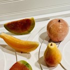 Lot Of 9 Colorful Alabaster Stone Marble Fruits Mcm Vintage