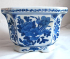 Vintage Chinese Blue   White Porcelain Planter 5 25  - Beautiful